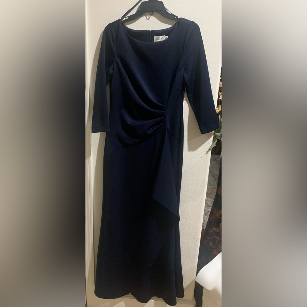 Eliza J Navy Blue Trumpet Gown